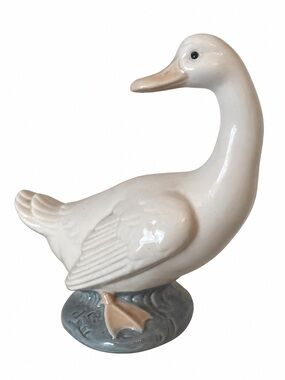 Vintage Ceramic Goose Figurine with gray base NAO Made in Japan